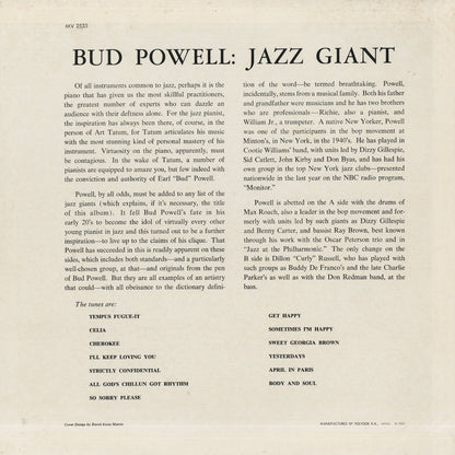 Bud Powell / バド・パウエル / Jazz Giant (MV 2533)