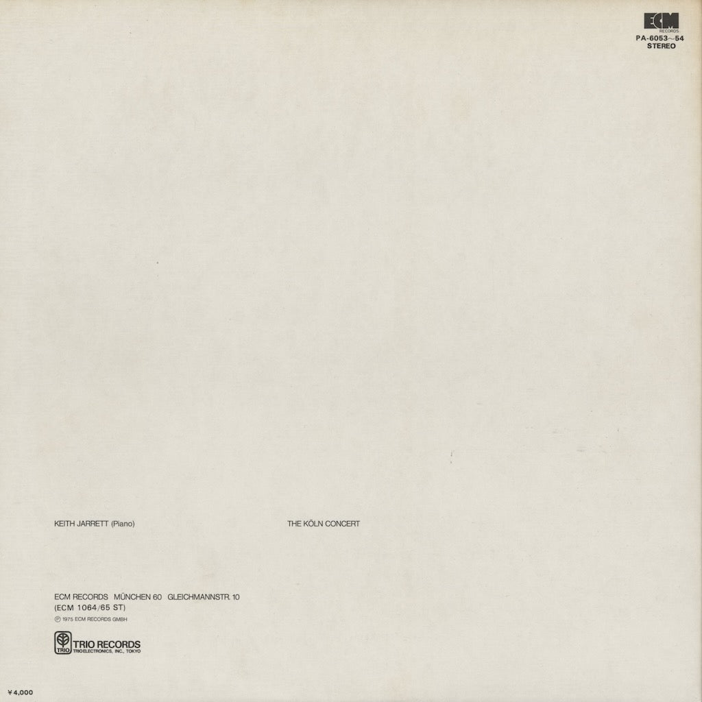 Keith Jarrett – The Köln Concert (PA6053~54) LP 1975 JPN ECM - TRIO RECORDS | 中古LP