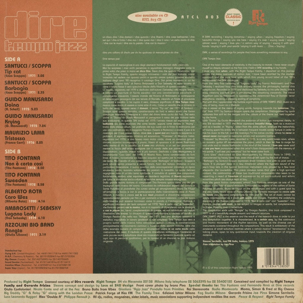 V.A. - Dire Tempo Jazz (ATCL 803) LP 1995 Italy Right Tempo｜中古LP