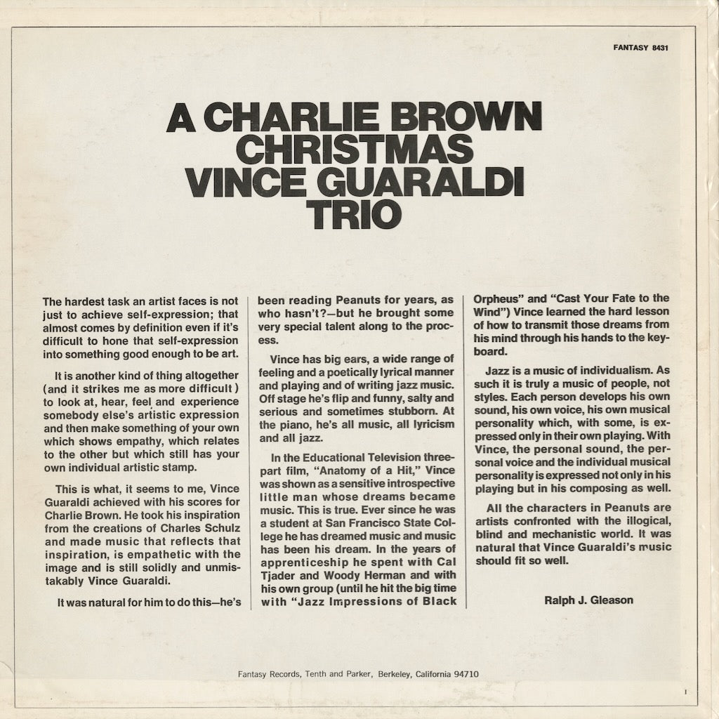 Vince Guaraldi / ヴィンス・ガラルディ / A Charlie Brown Christmas (F 8431)
