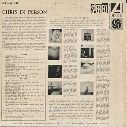 Chris Connor – Chris In Person (SD-8040) LP 1960 US Atlantic | 中古LP