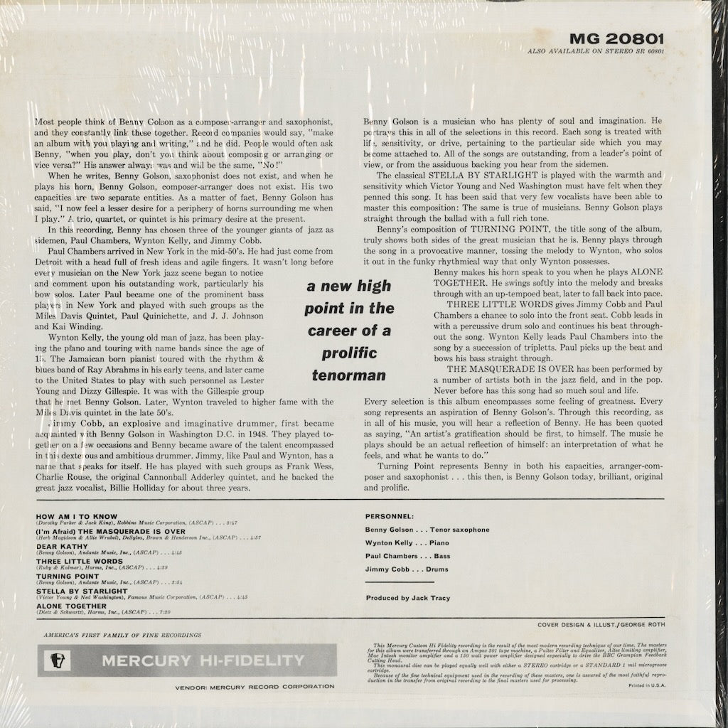 Benny Golson / Turning Point MG 20801 中古レコード 通販 | 1973 US