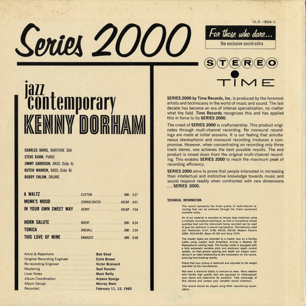 Kenny Dorham / ケニー・ドーハム / Jazz Contemporary (ULS-1804-V)