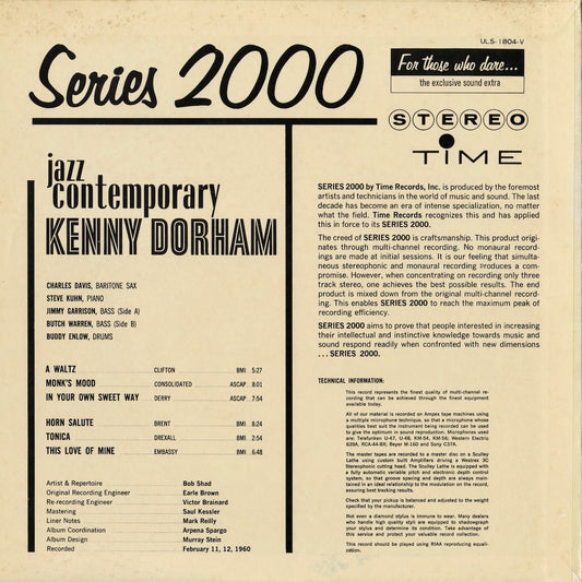 Kenny Dorham / ケニー・ドーハム / Jazz Contemporary (ULS-1804-V)