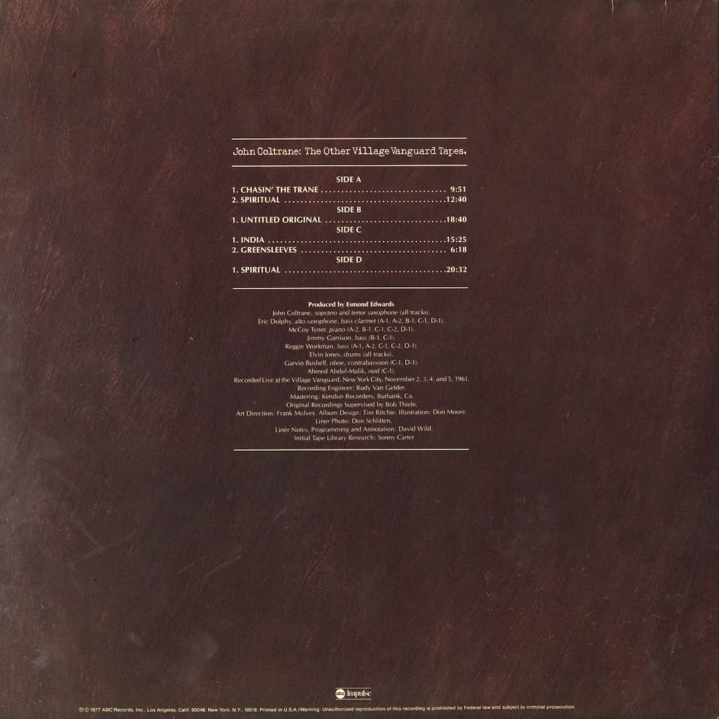 John Coltrane / ジョン・コルトレーン / The Other Village Vanguard Tapes -2LP (AS-9325)