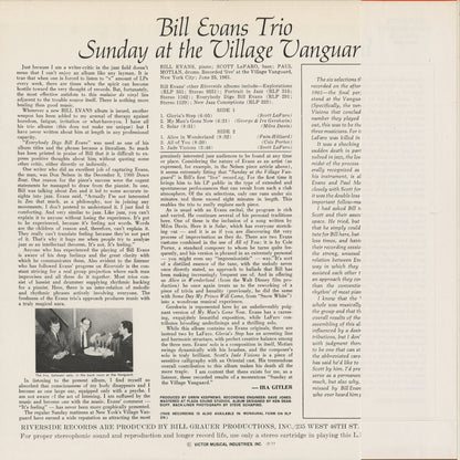 Bill Evans - Sunday At The Village Vanguard (SMJ-6201) 1977 JPN Riverside - Victor｜中古LP