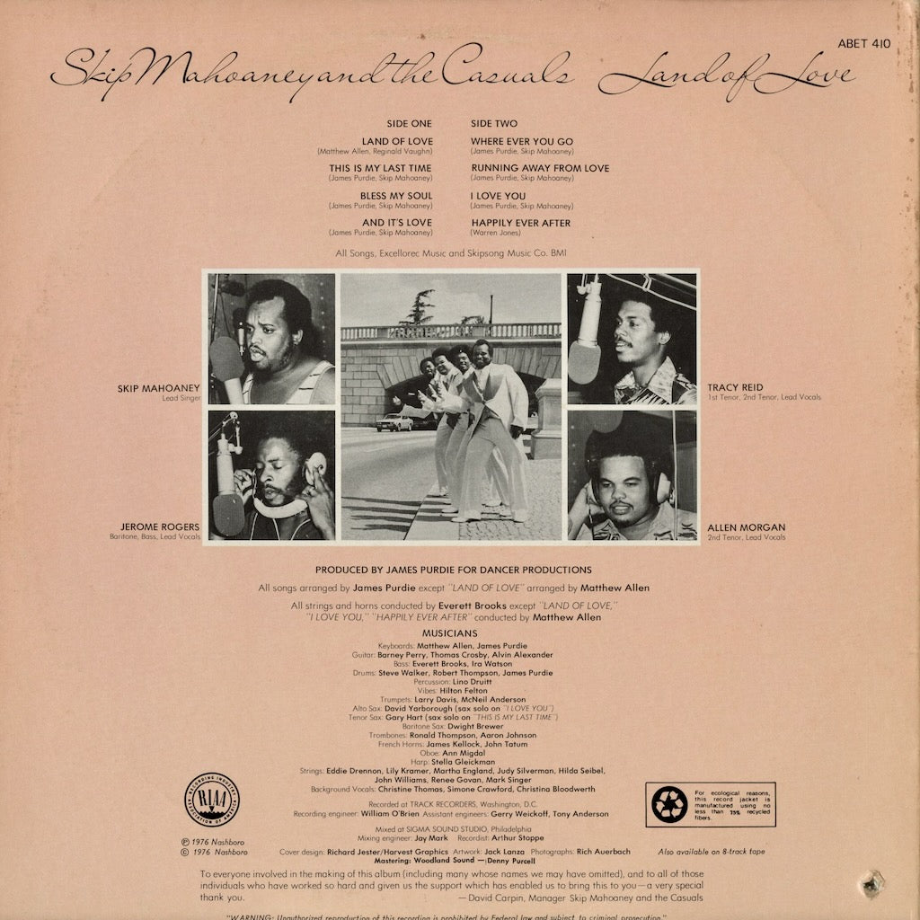Skip Mahoaney & The Casuals - Land Of Love (ABET410) LP 1976 US Abet｜中古LP