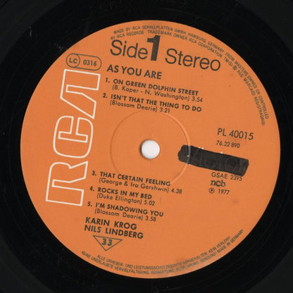Karin Krog, Nils Lindberg / As You Are (The Malmö Sessions)  (PL 40015)