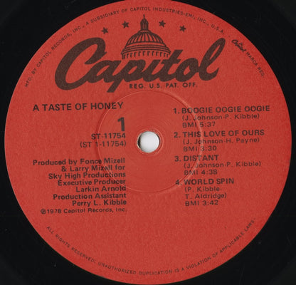 A Taste Of Honey - A Taste Of Honey (ST-11754) 1978 US Capitol｜中古LP