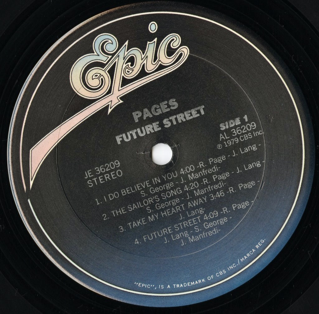 Pages - Future Street LP 1979 US Epic The Sailor's Song AOR