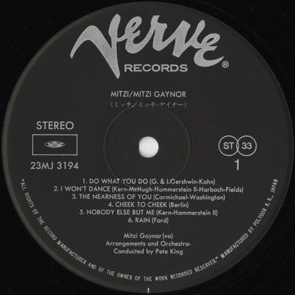 Mitzi Gaynor – Mitzi (23MJ 3194) LP 1982 JPN Verve・Polydor | 中古LP