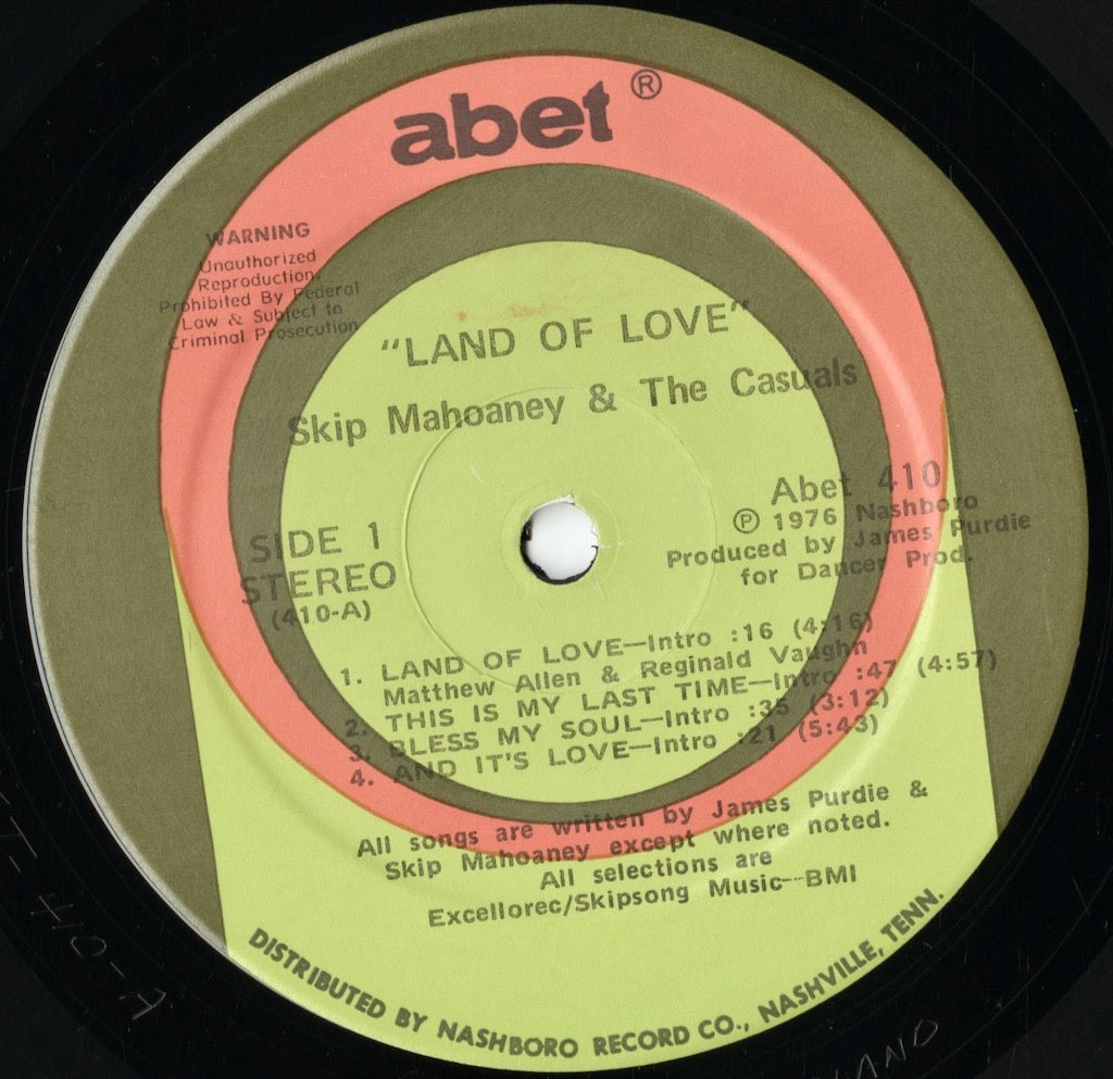 Skip Mahoaney & The Casuals - Land Of Love (ABET410) LP 1976 US Abet｜中古LP