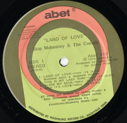 Skip Mahoaney & The Casuals - Land Of Love (ABET410) LP 1976 US Abet｜中古LP