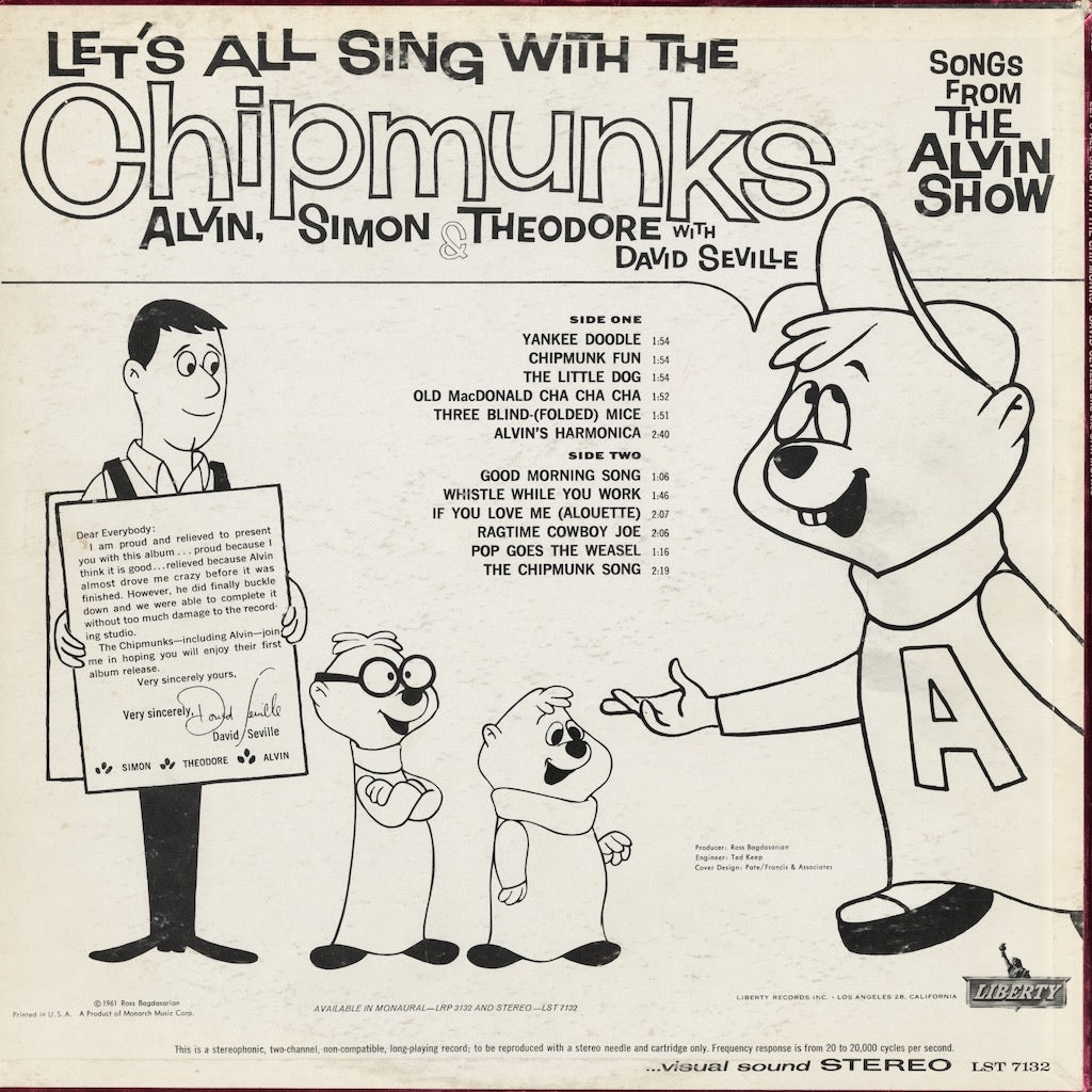 The Chipmunks / チップマンクス / Let's All Sing With The Chipmunks (LST 7132)
