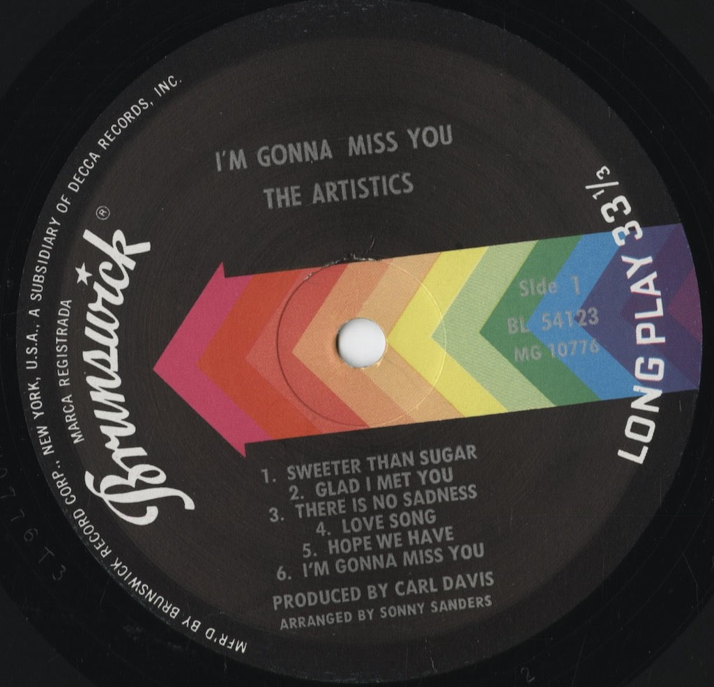 The Artistics - I’m Gonna Miss You (BL 54123) 1967 US Brunswick｜中古LP