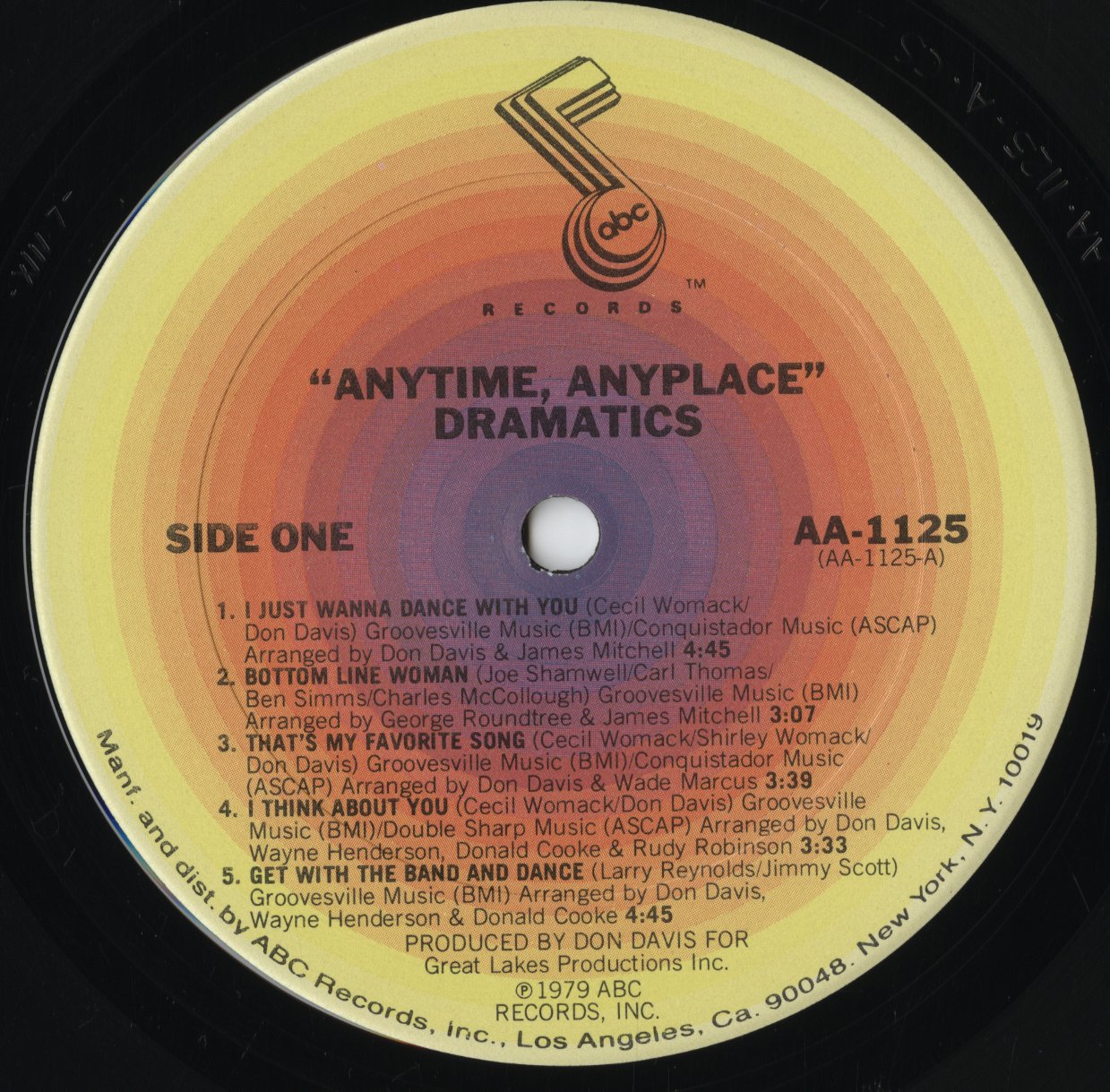 Dramatics - Any Time Any Place (AA-1125) LP 1979 US ABC｜中古LP