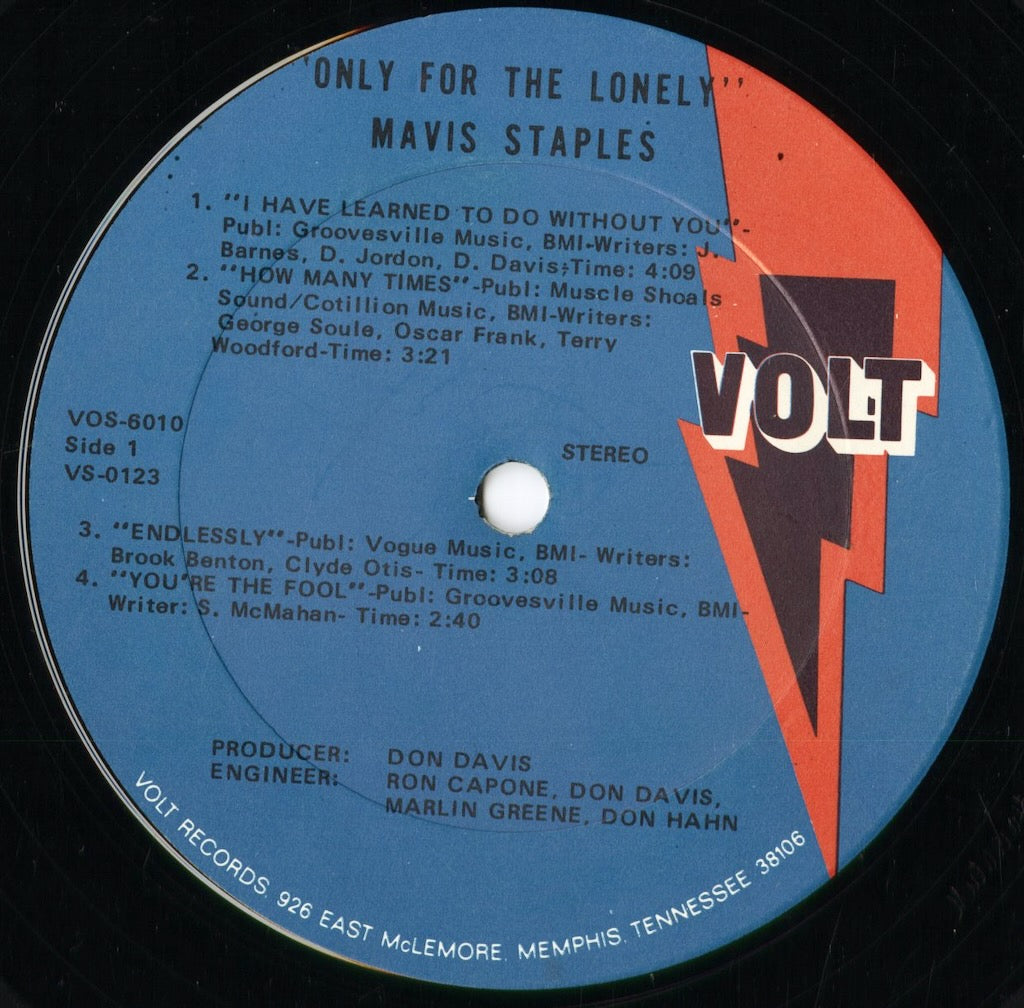 Mavis Staples - Only For The Lonely (VOS 6010) 1970 US Volt｜中古LP