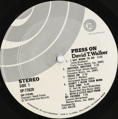 David T. Walker - Press On (SP-77020) 1973 US Ode｜中古LP