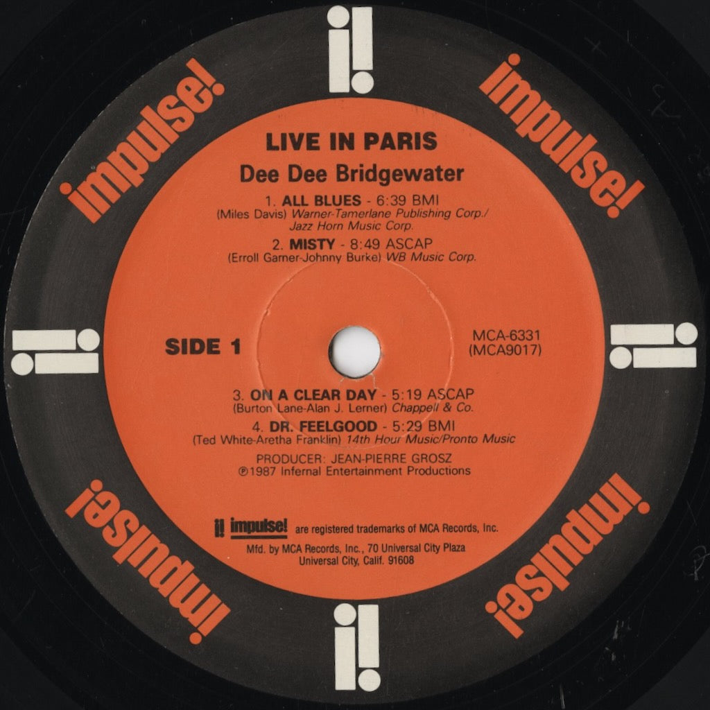 Dee Dee Bridgewater – Live In Paris (MCA-6331) LP 1987 US Impulse | 中古LP