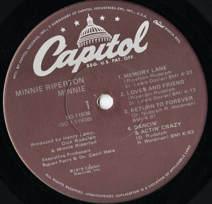 Minnie Riperton – Minnie (SO-11936) 1979 US Capitol｜中古LP