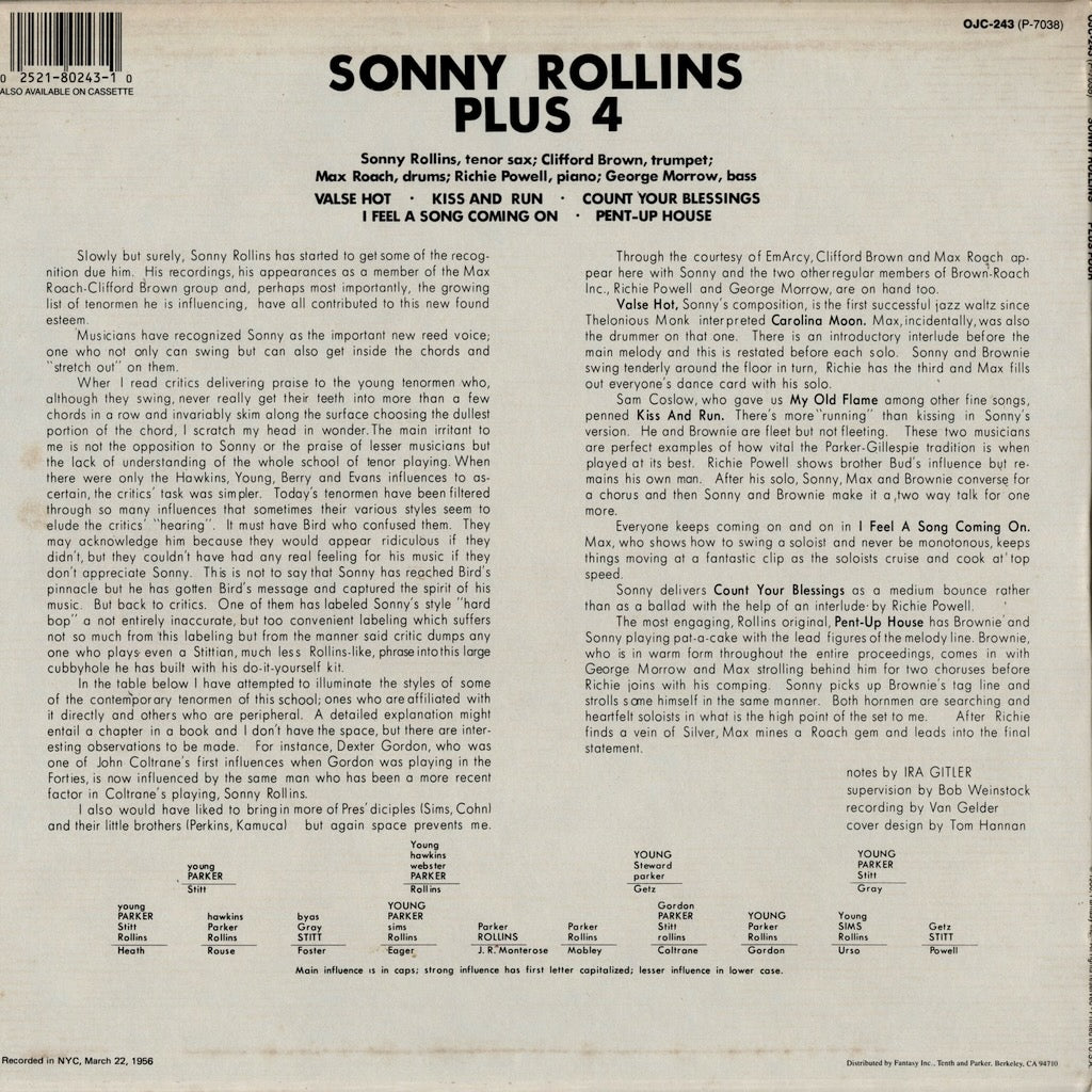 Sonny Rollins - Plus 4 (OJC-243) 1986 US Prestige｜中古LP