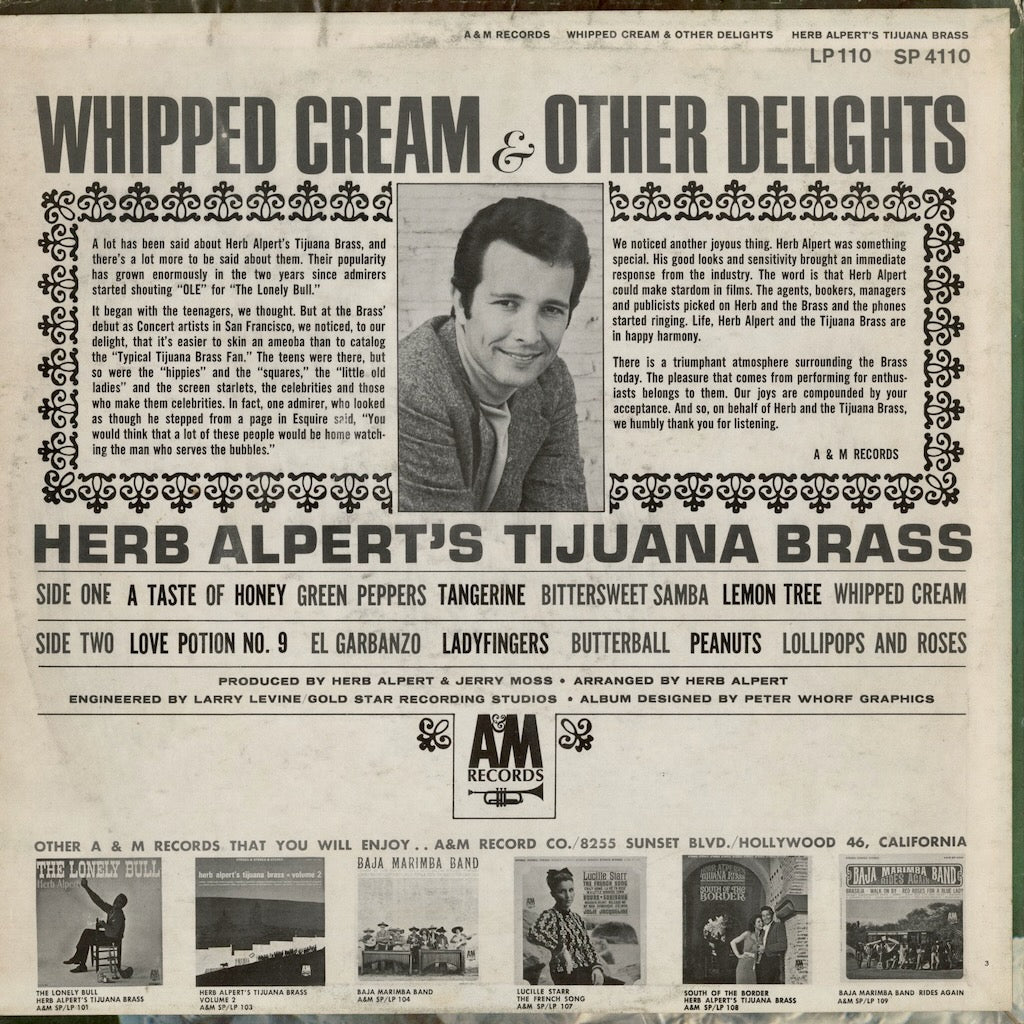 Herb Alpert & The Tijuana Brass - Whipped Cream & Other Delights (SP 4110) LP 1965 US A&M｜中古LP