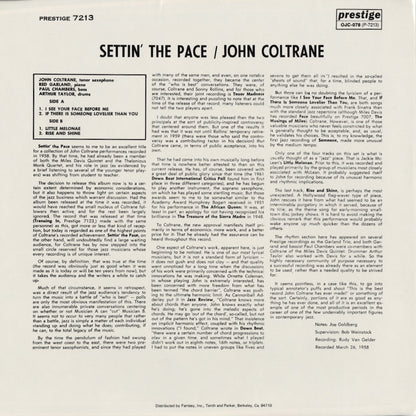 John Coltrane / ジョン・コルトレーン / Settin' The Pace (OJC-078)