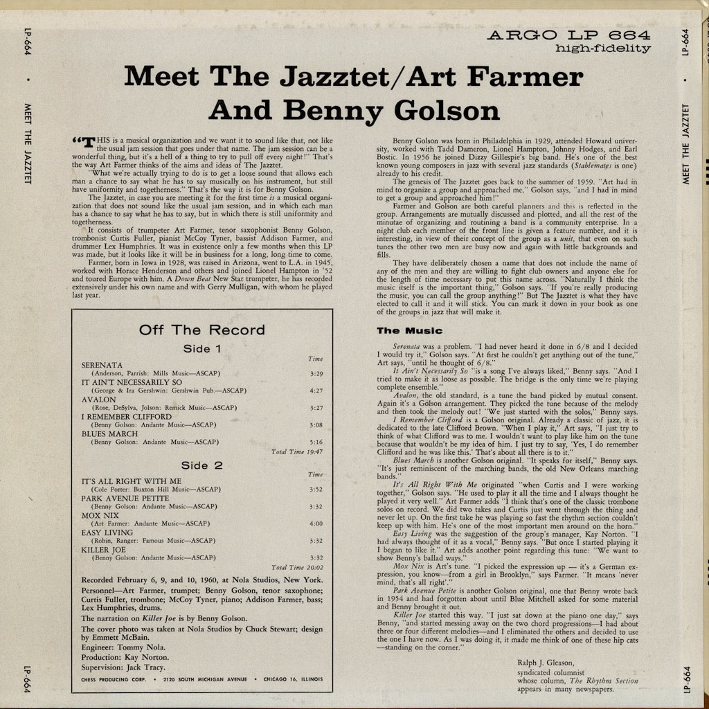 Art Farmer / Benny Golson / アート・ファーマー　ベニー・ゴルソン / Meet The Jazztet (LPS-664)