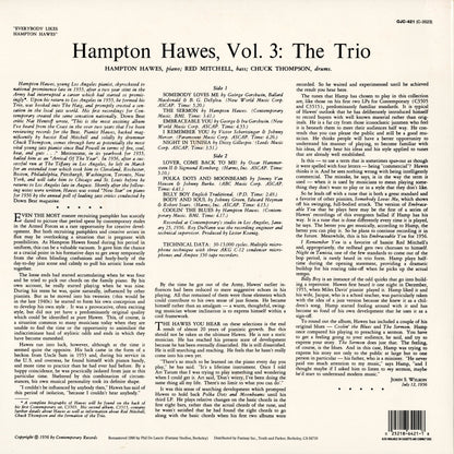 Hampton Hawes / ハンプトン・ホーズ / Everybody Likes Hampton Hawes, Vol. 3: The Trio (OJC-421)