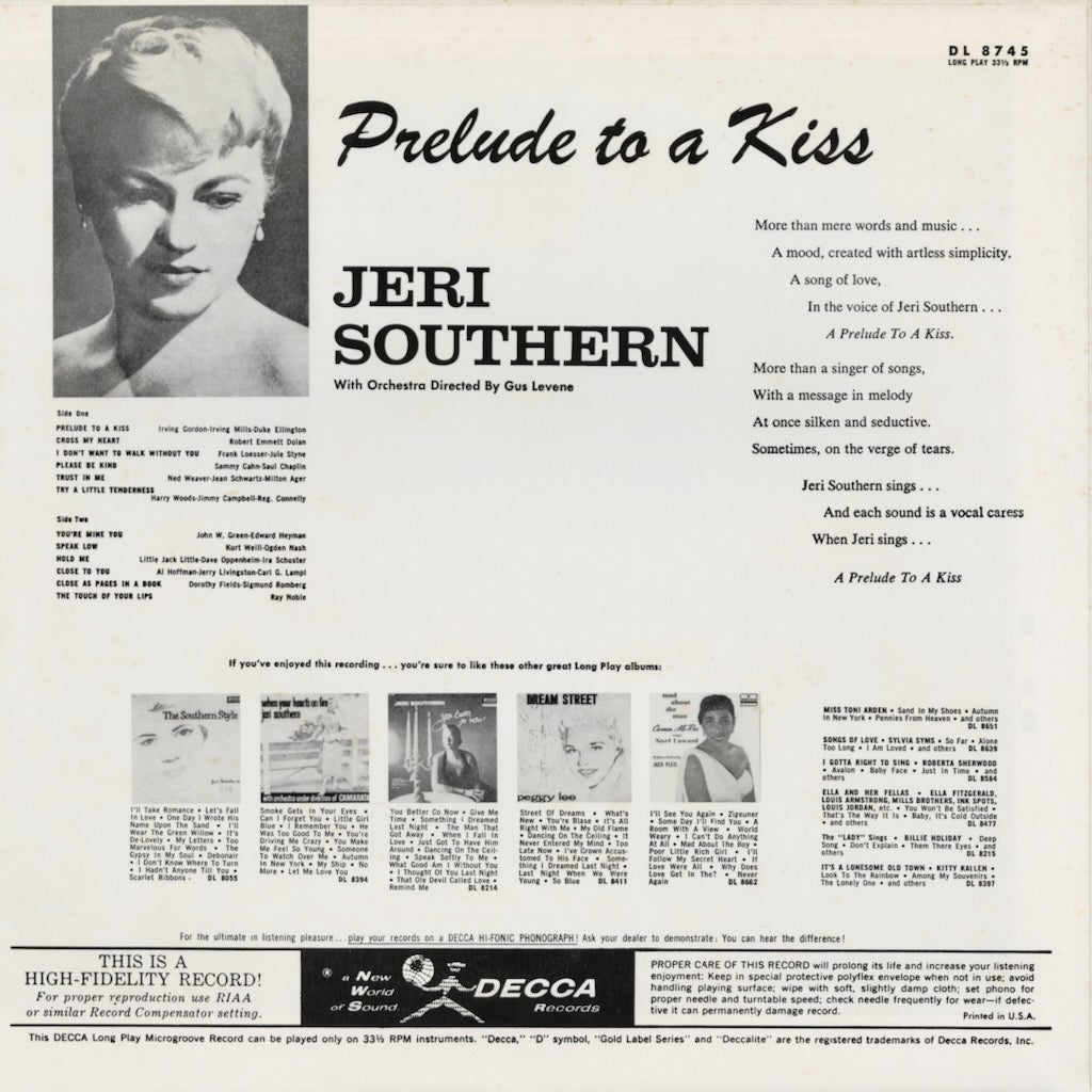 Jeri Southern / ジェリ・サザーン / A Prelude To A Kiss (MVJJ-30053)