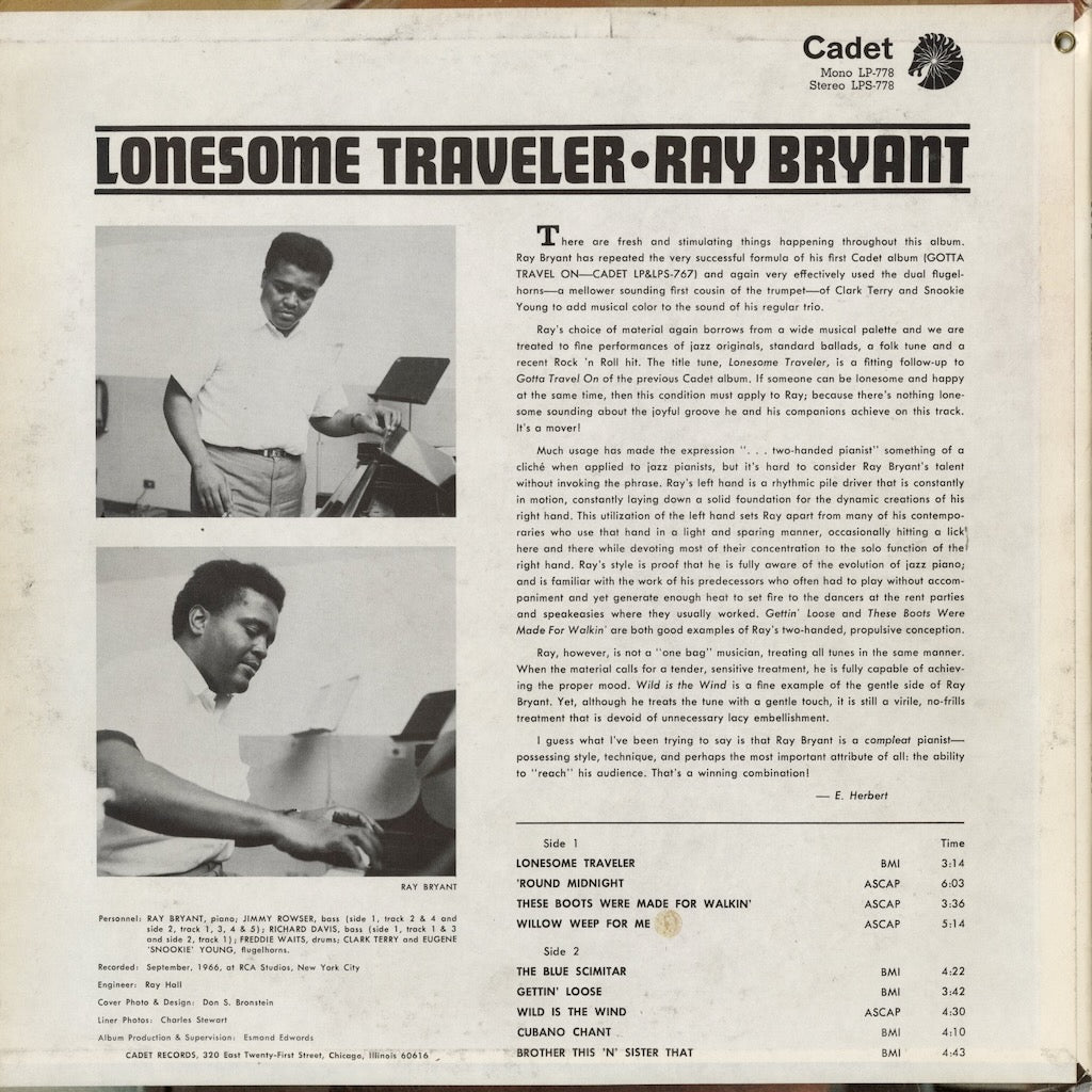 Ray Bryant – Lonesome Traveler (LP-778) LP 1966 US Cadet | 中古LP