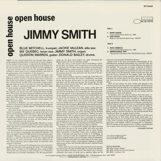 Jimmy Smith - Open House (BN 4269) 1991 JPN Blue Note - 東芝EMI｜中古LP