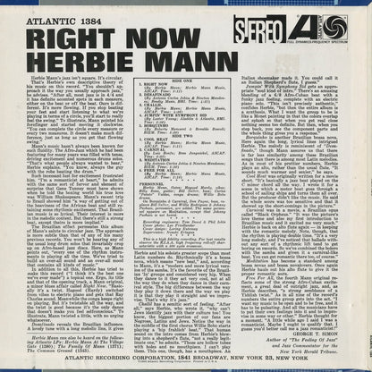 Herbie Mann - Right Now (SD 1384) 1962 US Atlantic｜中古LP