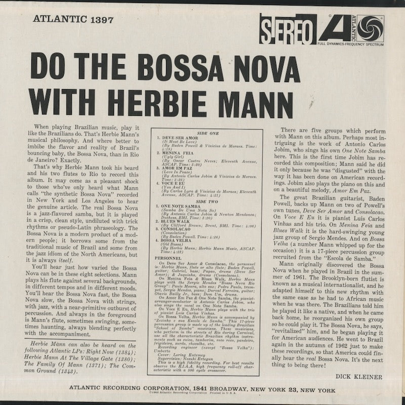 Herbie Mann / ハービー・マン / Do The Bossa Nova (SD 1397)