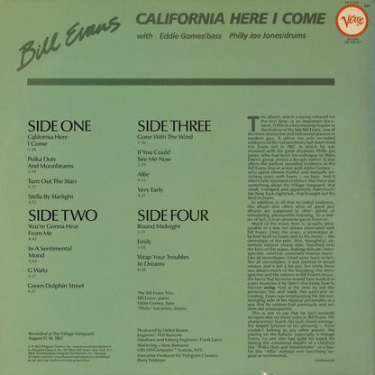 Bill Evans – California Here I Come (VE2-2545) LP 1982 US Verve | 中古LP