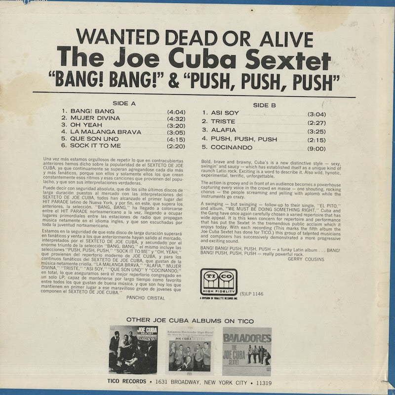 Joe Cuba / ジョー・キューバ / Wanted Dead Or Alive (LP 1146)
