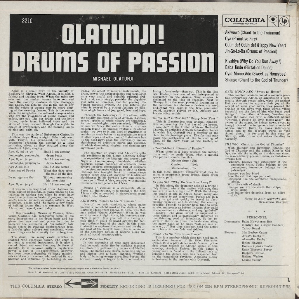 Olatunji / オラトゥンジ / Drums Of Passion (PC 8210)