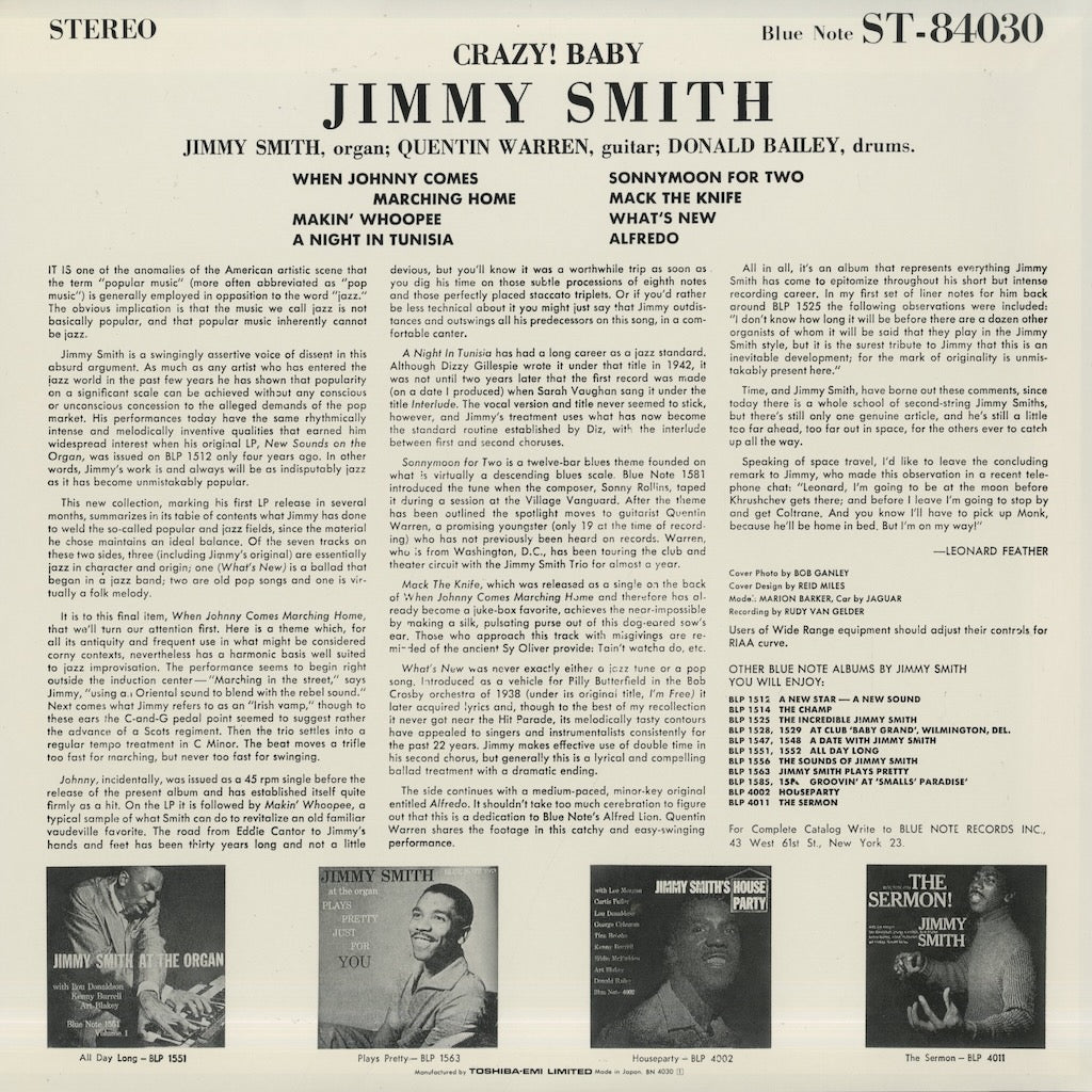 Jimmy Smith / ジミー・スミス / Crazy! Baby (BN 4030) – VOXMUSIC WEBSHOP