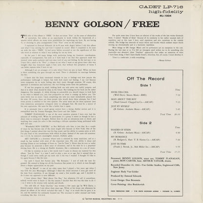 Benny Golson Quartet - Free (MJ-1004) 1975 JPN Cadet｜中古LP