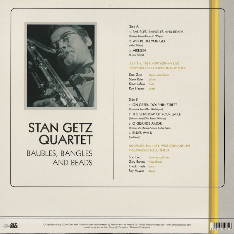 Stan Getz / スタン・ゲッツ / Baubles, Bangles And Beads (GET2032)