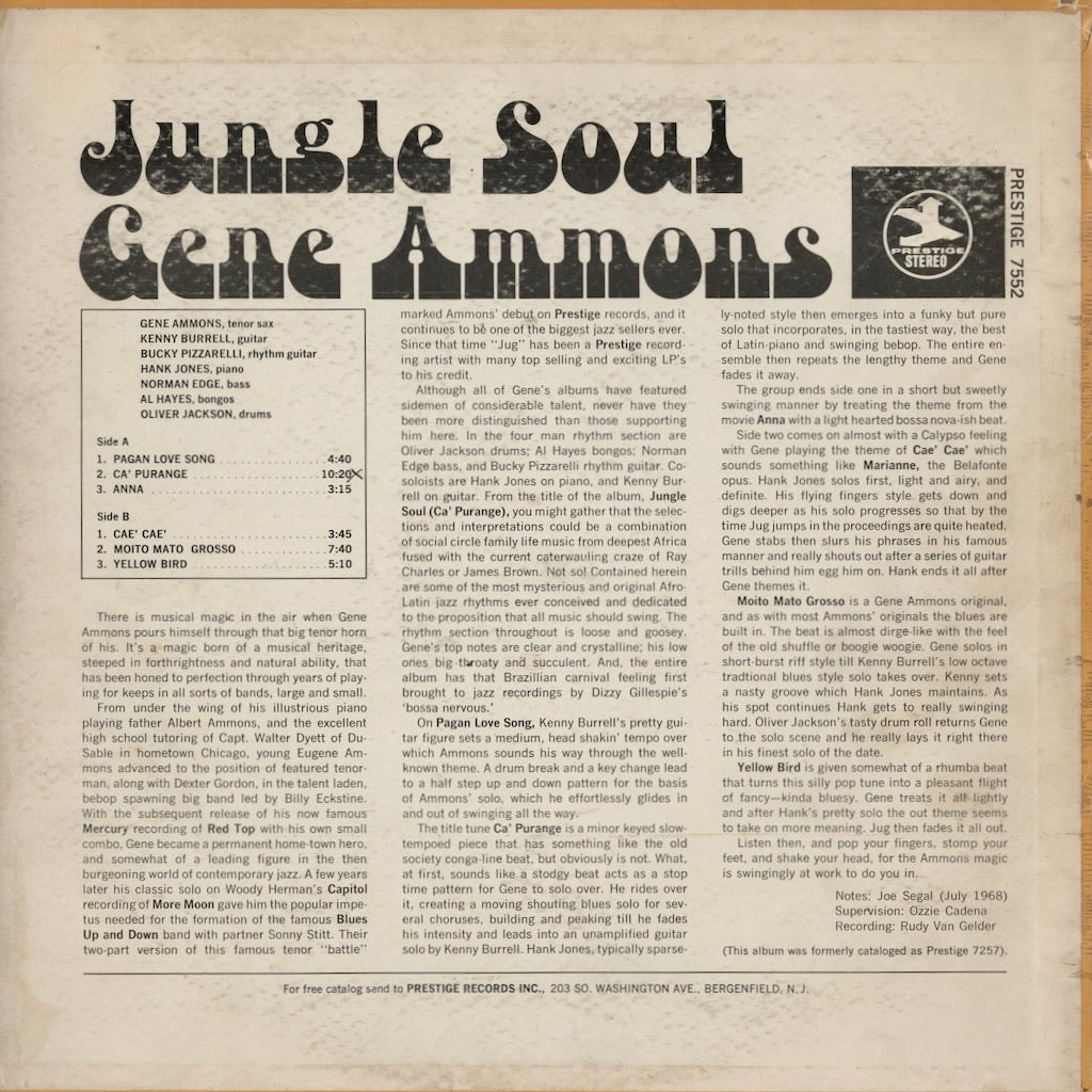 Gene Ammons / ジーン・アモンズ / Jungle Soul (PRST 7552)