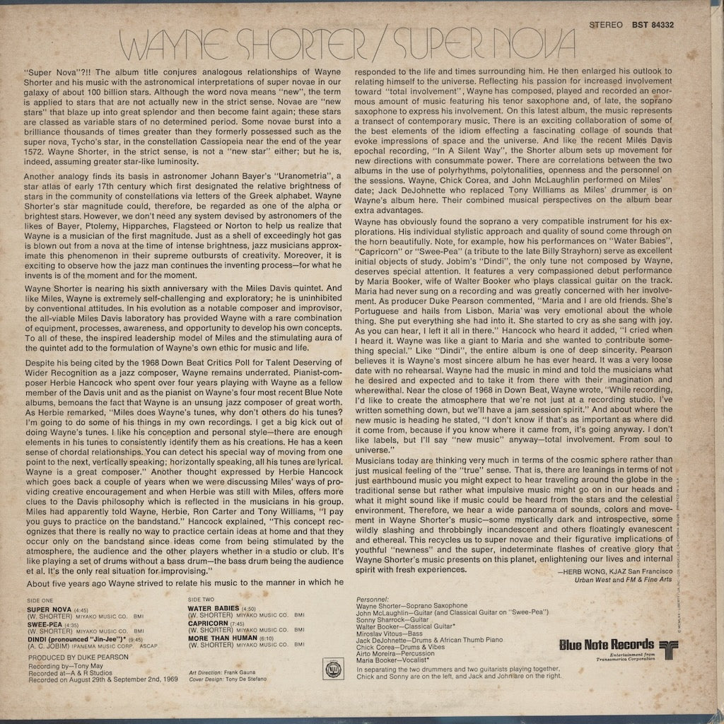 Wayne Shorter - Super Nova (BST 84332) LP 1970 US Blue Note Liberty｜中古LP