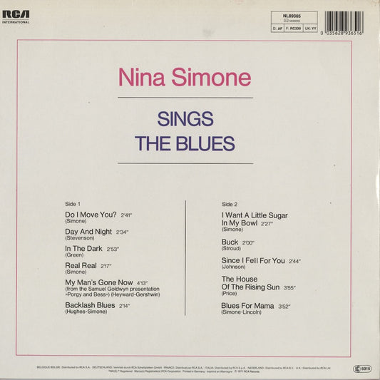 Nina Simone - Sings The Blues (NL89365) 1980's GER RCA International｜中古LP