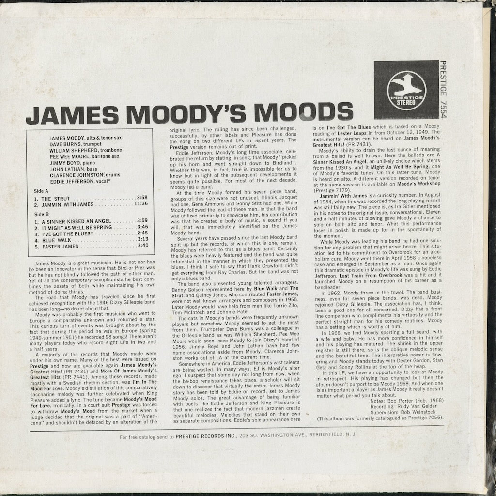 James Moody - James Moody's Moods (PRT-7554) 1972 US Prestige｜中古LP