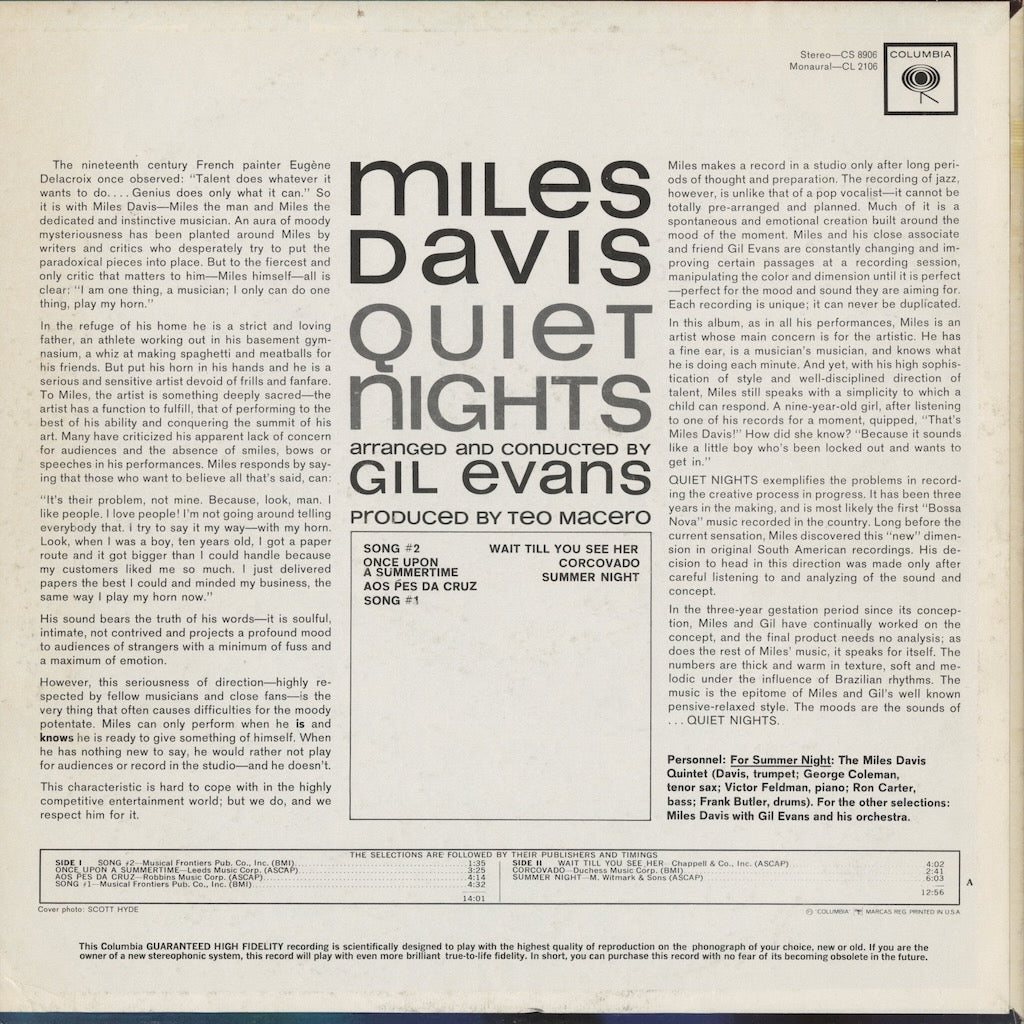 Miles Davis / マイルス・デイヴィス / Quiet Nights (CL 2106