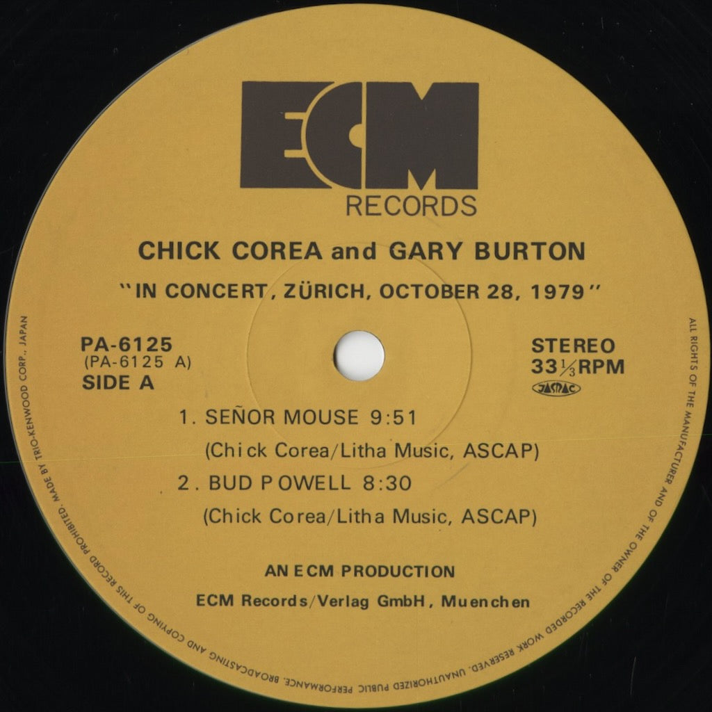 Chick Corea And Gary Burton - In Concert, Zurich, October 28, 1979 (PA-6125/26) LP 1980 JPN ECM｜中古LP