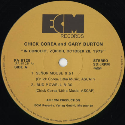 Chick Corea And Gary Burton - In Concert, Zurich, October 28, 1979 (PA-6125/26) LP 1980 JPN ECM｜中古LP