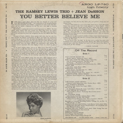 The Ramsey Lewis Trio + Jean DuShon / ラムゼイ・ルイス / You Better Believe Me (LPS-750)