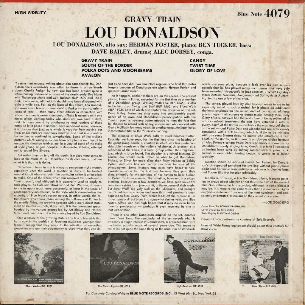 Lou Donaldson - Gravy Train (BLP 4079) 1962 US Blue Note｜中古LP