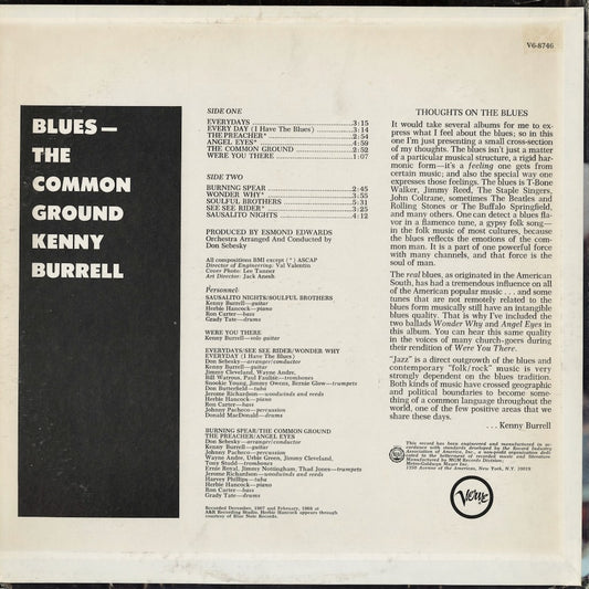 Kenny Burrell - Blues The Common Ground (V6-8746) LP 1968 US Verve｜中古LP